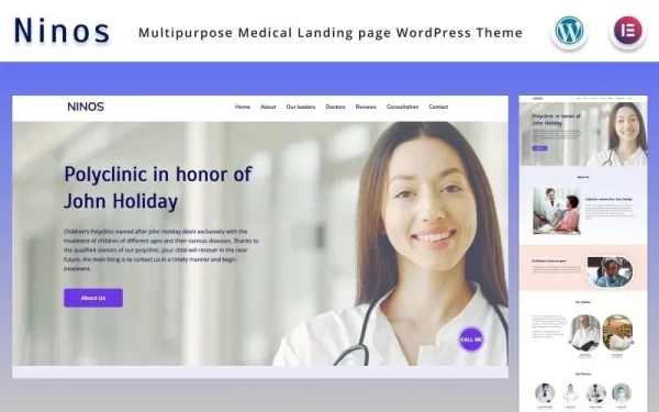 Ninos Multipurpose Medical Landing page Elementor WordPress Theme 2.2 GPL Theme