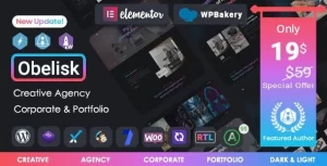 Obelisk Agency Portfolio Creative WordPress Theme 1.7.5 GPL Theme