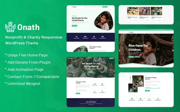 Onath Nonprofit and Charity Responsive WordPress Theme 1.0.0 GPL Theme