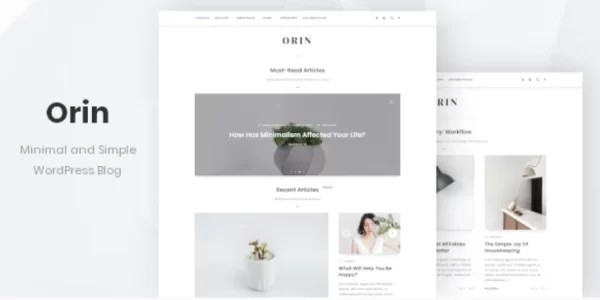 Orin Minimal Blog For WordPress 1.0.0 GPL Theme