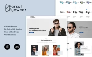 Parsal Fashion Eyewear | Prescription Glasses Sunglasses WordPress Theme 1.0.0 GPL Theme
