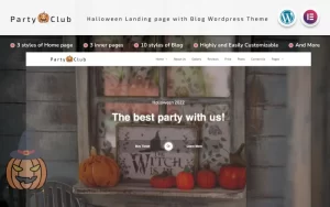 Party Club Halloween Multifunctions Landing page with Blog WordPress Theme WordPress Theme 1.1 GPL Theme