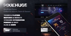 PixieHuge | eSports Gaming Theme For Clans Organizations 1.1.7 GPL Theme