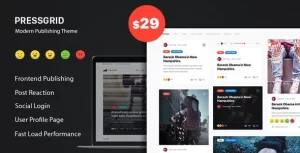 PressGrid Frontend Publish Reaction Multimedia Theme 1.2.3 GPL Theme