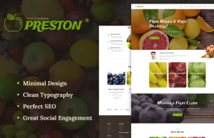 Preston Organic Farming WordPress Theme 1.1.6 GPL Theme