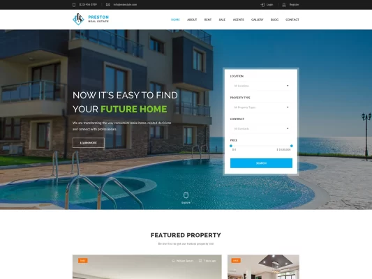 Preston Real Estate WordPress Theme 1.2.1 GPL Theme