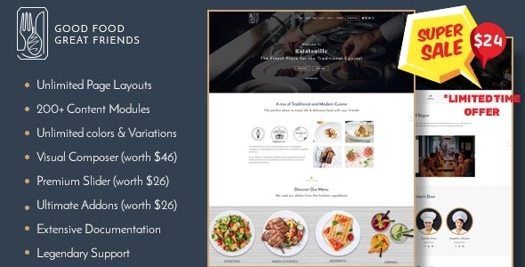 Ratatouille Restaurant WordPress Theme 1.2.6 GPL Theme 1 Ratatouille Restaurant WordPress Theme 1.2.6 GPL Theme