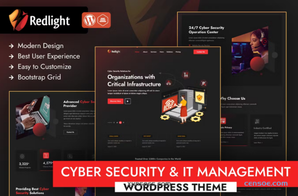 Redlight Cyber Security IT Management WordPress 1.0 GPL Theme