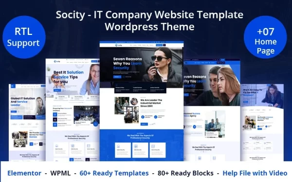 Socity IT Company Website Template WordPress Theme 3.0.0 GPL Theme