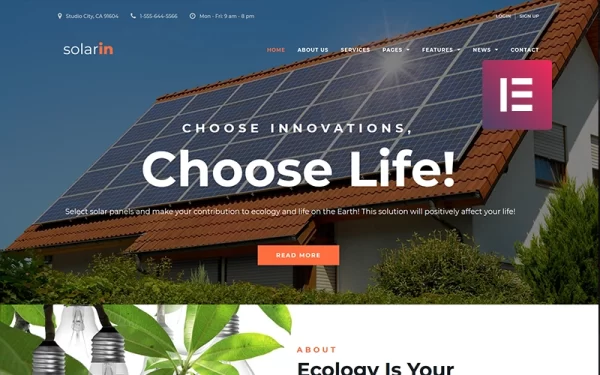 Solarin Solar Energy Company WordPress Elementor Theme WordPress Theme 1.0.1 GPL Theme