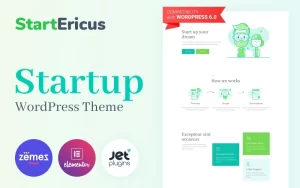 StartEricus Clean and Minimalistic Startup Landing Page WordPress Theme 1.0.0 GPL Theme