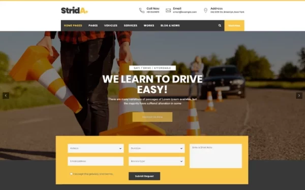 Strida Driving School WordPress Theme 1.0.0 GPL Theme