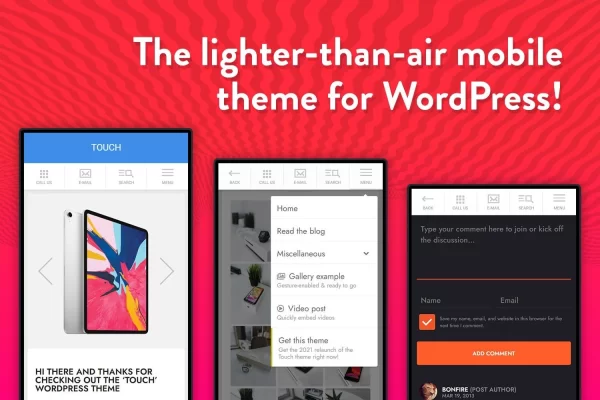 TOUCH: A Lighter-than-air WordPress Mobile Theme 2.0 GPL Theme