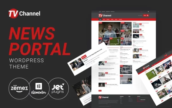 TVChannel News Portal Modern WordPress Elementor Theme WordPress Theme 1.0.1 GPL Theme
