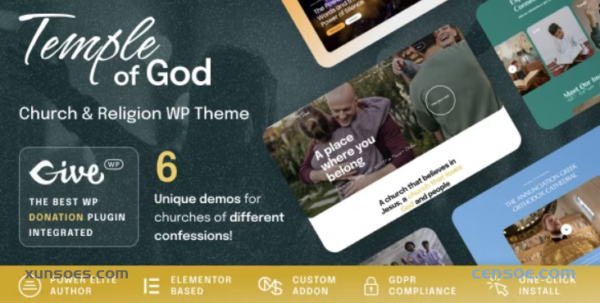 Temple of God Religion and Church WordPress Theme 1.0.4 GPL Theme