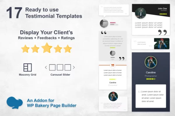 Testimonials Slider and Grid WPBakery Addon 2.0 GPL Plugins