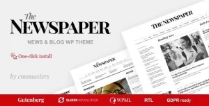 The Newspaper News Magazine Editorial WordPress Theme 1.1.5 GPL Theme