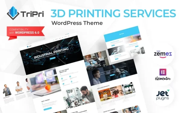 TriPri 3D Printing Services WordPress Theme 1.0.1 GPL Theme