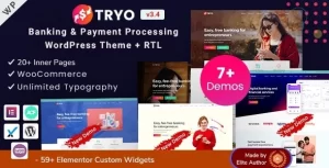Tryo Banking, Money Transfer Currency Exchange WordPress Theme 3.4 GPL Theme
