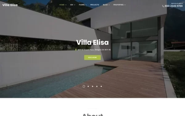 Villa Elisa Real Estate Responsive WordPress theme WordPress Theme 1.0.0 GPL Theme
