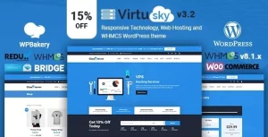 VirtuSky | Responsive Web Hosting and WHMCS WordPress Theme 3.4.1 GPL Theme