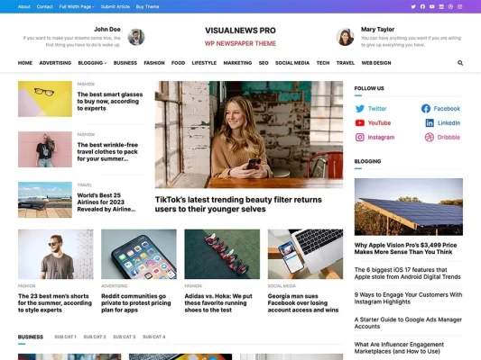 VisualNews Pro 1.0.0 GPL Theme