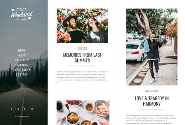 Weeland Masonry Lifestyle WordPress Blog Theme 1.5 GPL Theme