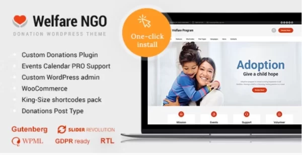 Welfare NGO Nonprofit Organization Charity Theme 1.2.4 GPL Theme