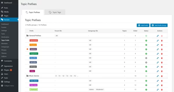 wpForo Topic Prefix Tag Manager 3.2.4 GPL Plugins